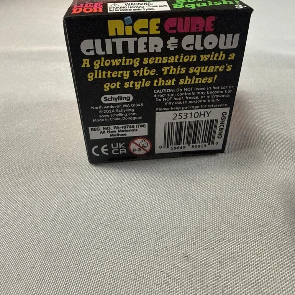 NeeDoh Nice Cube Glitter and Glow, Squishy, Glowing Ice Cube Pink And Blue